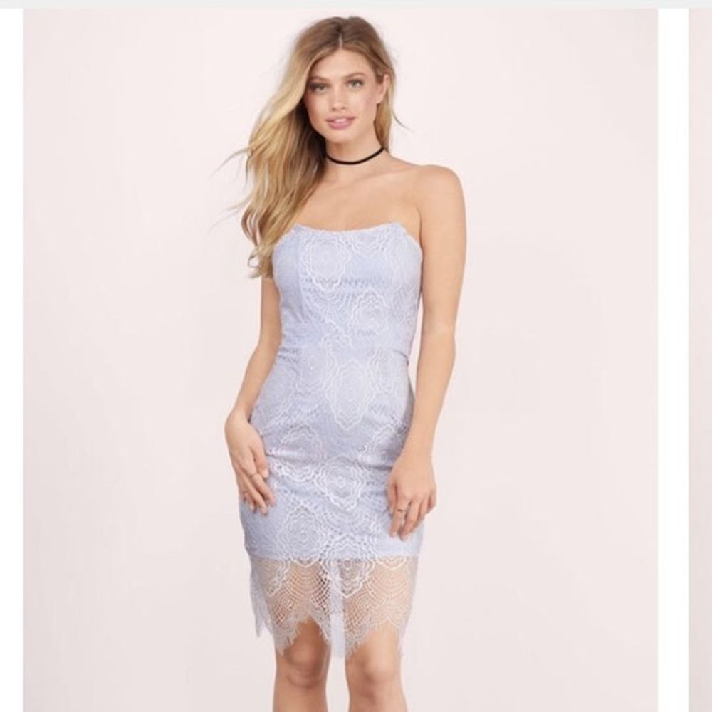 Tobi Fool For You Strapless Lace Overlay Dress M